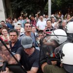 People demonstrate against the first gay протест в солун срещу гей парада